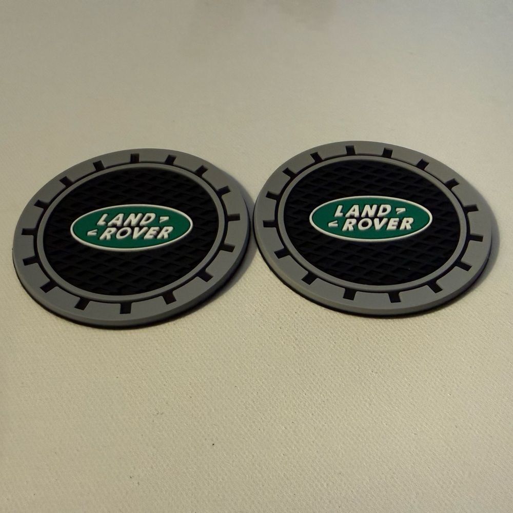 Land Rover Car Cup Coasters in Black and Gray Set of 2 NWT - Picture 3 of 4